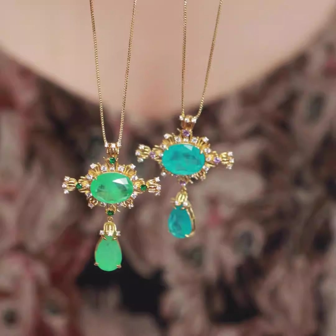 Cross Earrings & Necklace Set | Vintage Palace Style | Several-Tones