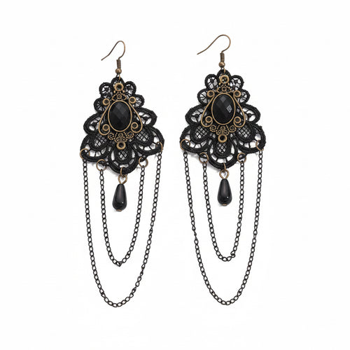 A Vintage rustic style pair of earrings on hooks with a chandelier style.