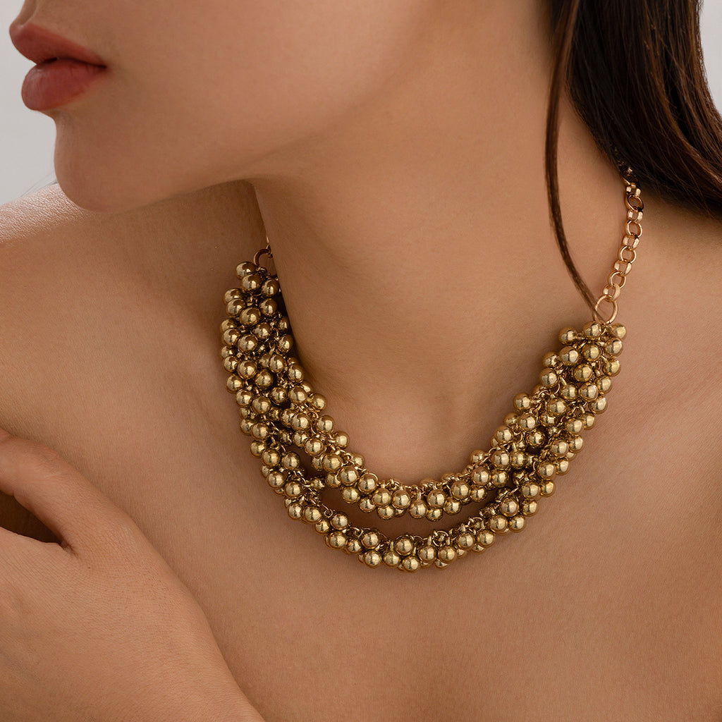Multi-Layer Bead & Chain Necklace | Minimalist Layered Style | English Rose
