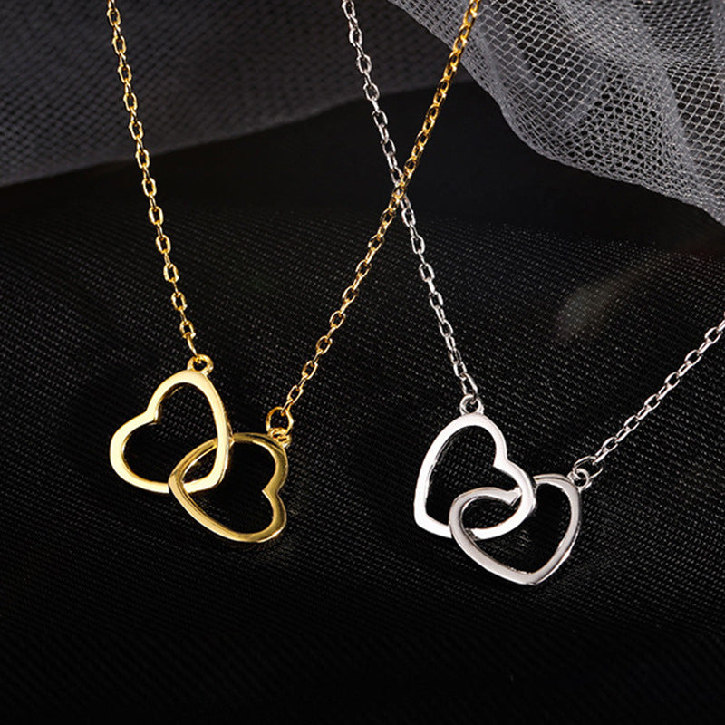 Vintage Love Necklace with interlocking style. Small & Beautiful for women in gold-tone or silver-tone