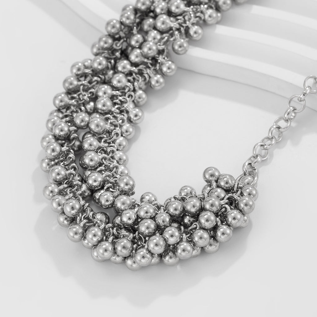 Multi-Layer Bead & Chain Necklace | Minimalist Layered Style | English Rose