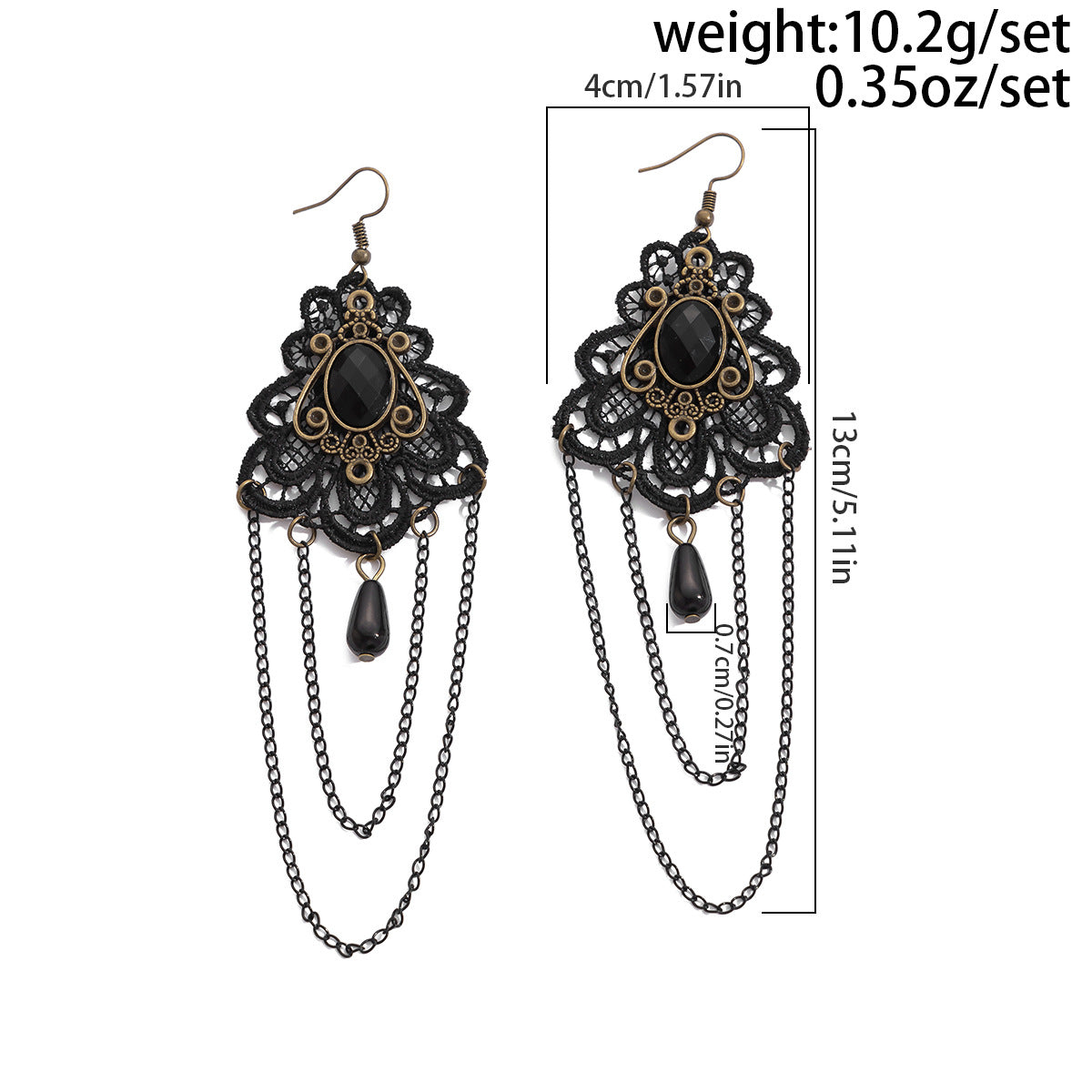 A Vintage rustic style pair of earrings on hooks with a chandelier style.