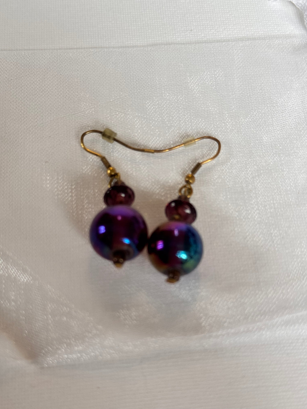 Vintage Iridescent Bead Drop Earrings