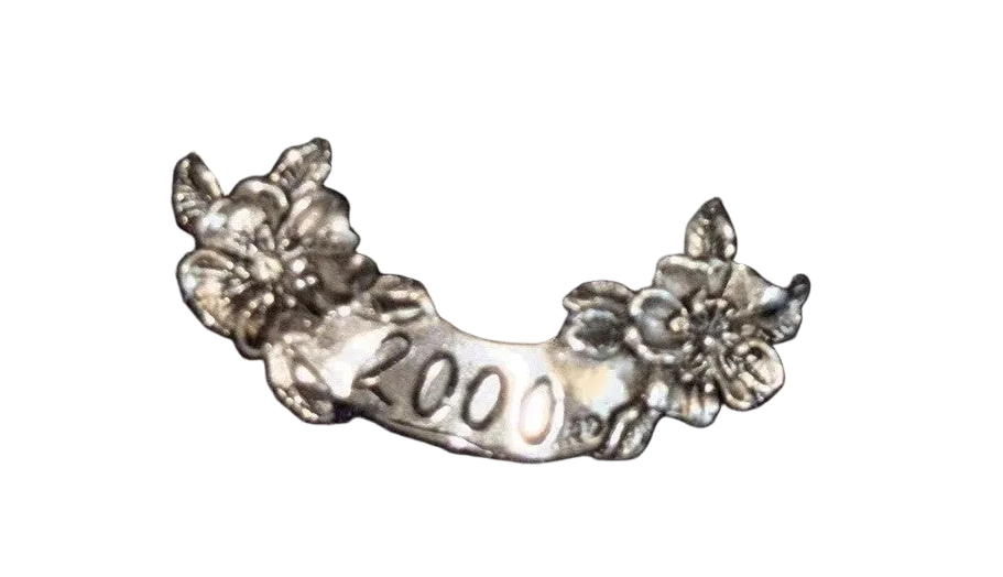 Silver Scenes Year 2000 Commemorative Brooch | Wild Rose Design | Gift Boxed