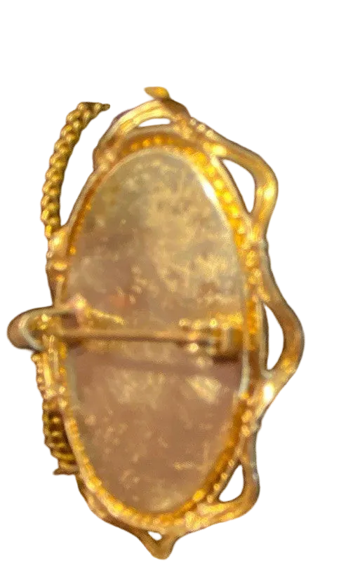 Vintage 1950s Rolled Gold Cameo Brooch White Classical 