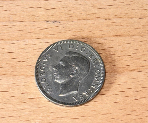 1950 one shilling coin obverse — King George VI portrait