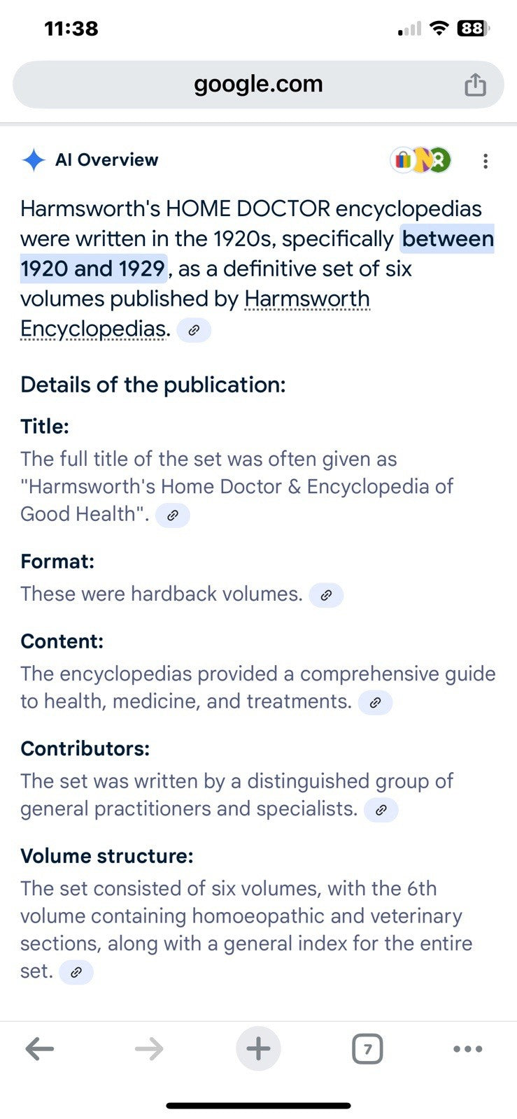 Harmsworth's Medical Encyclopaedia — Complete 6-Volume Antique Set, 1920s