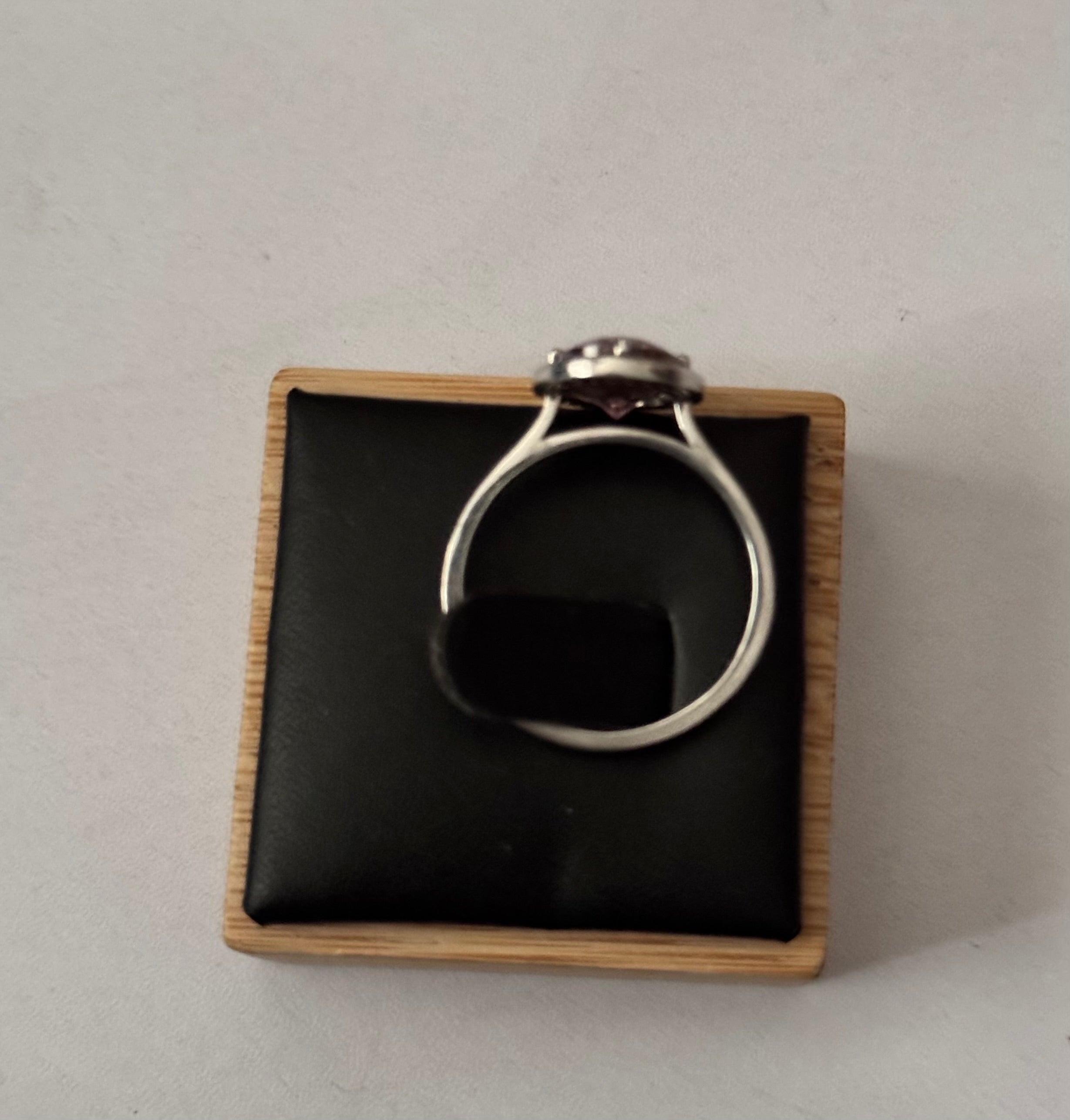 Vintage Azende Sterling Silver S925 Ring | Pink Stone & Pavé Setting | Size Q | English Rose