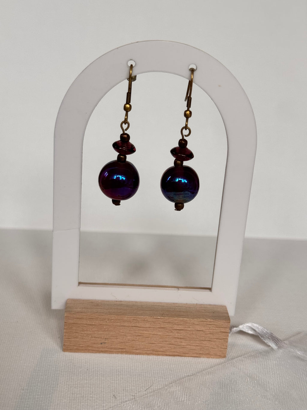 Vintage Iridescent Bead Drop Earrings