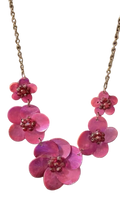 Vintage Handmade Pink Shell Flower Necklace on Princess Length Chain