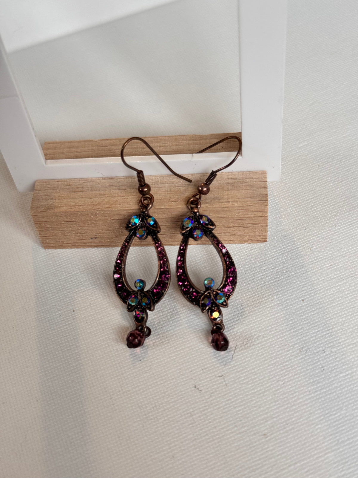Vintage-Style Purple Teardrop Drop Earrings