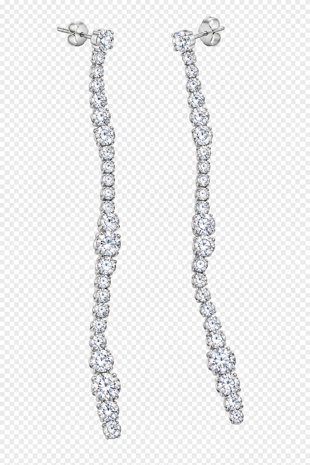 Silver-Toned Plated Diamante Drop Earrings English Rose