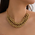 Multi-Layer Bead & Chain Necklace | Minimalist Layered Style | English Rose