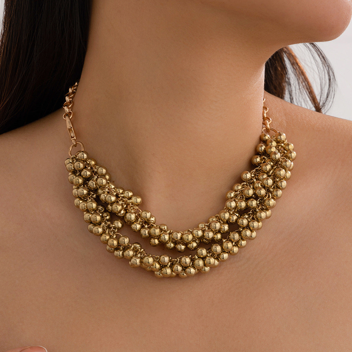 Multi-Layer Bead & Chain Necklace | Minimalist Layered Style | English Rose