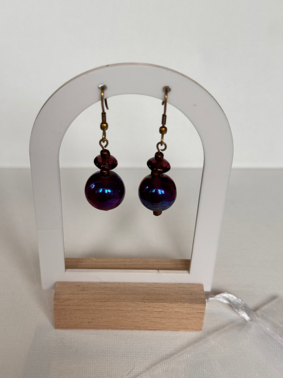 Vintage Iridescent Bead Drop Earrings
