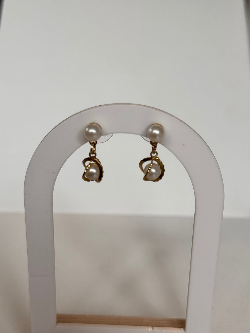 Dainty Faux Pearl & Gold-Tone Drop Stud Earrings