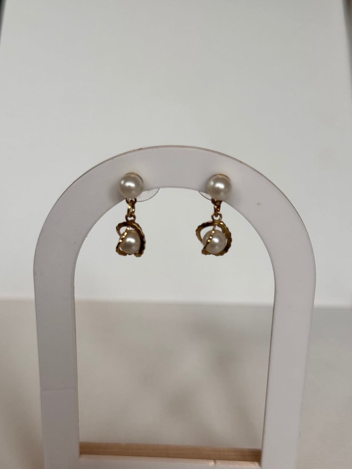 Dainty Faux Pearl & Gold-Tone Drop Stud Earrings