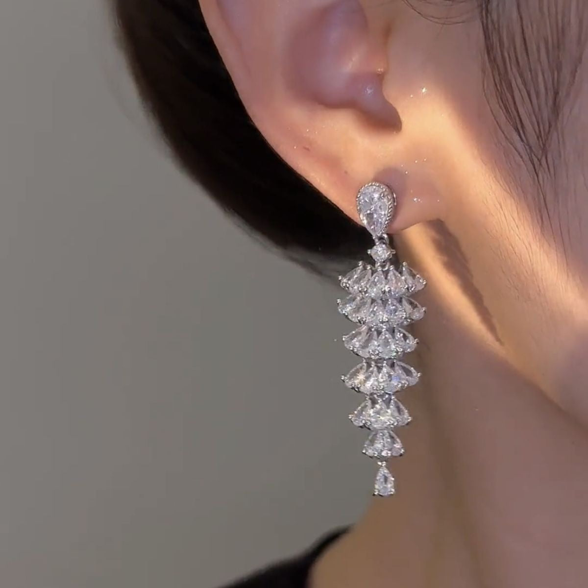 Cubic Zirconia Tassel Drop Earrings | Vintage Luxury Style