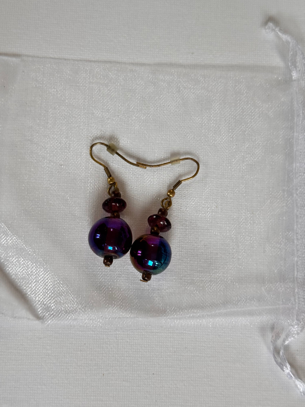 Vintage Iridescent Bead Drop Earrings