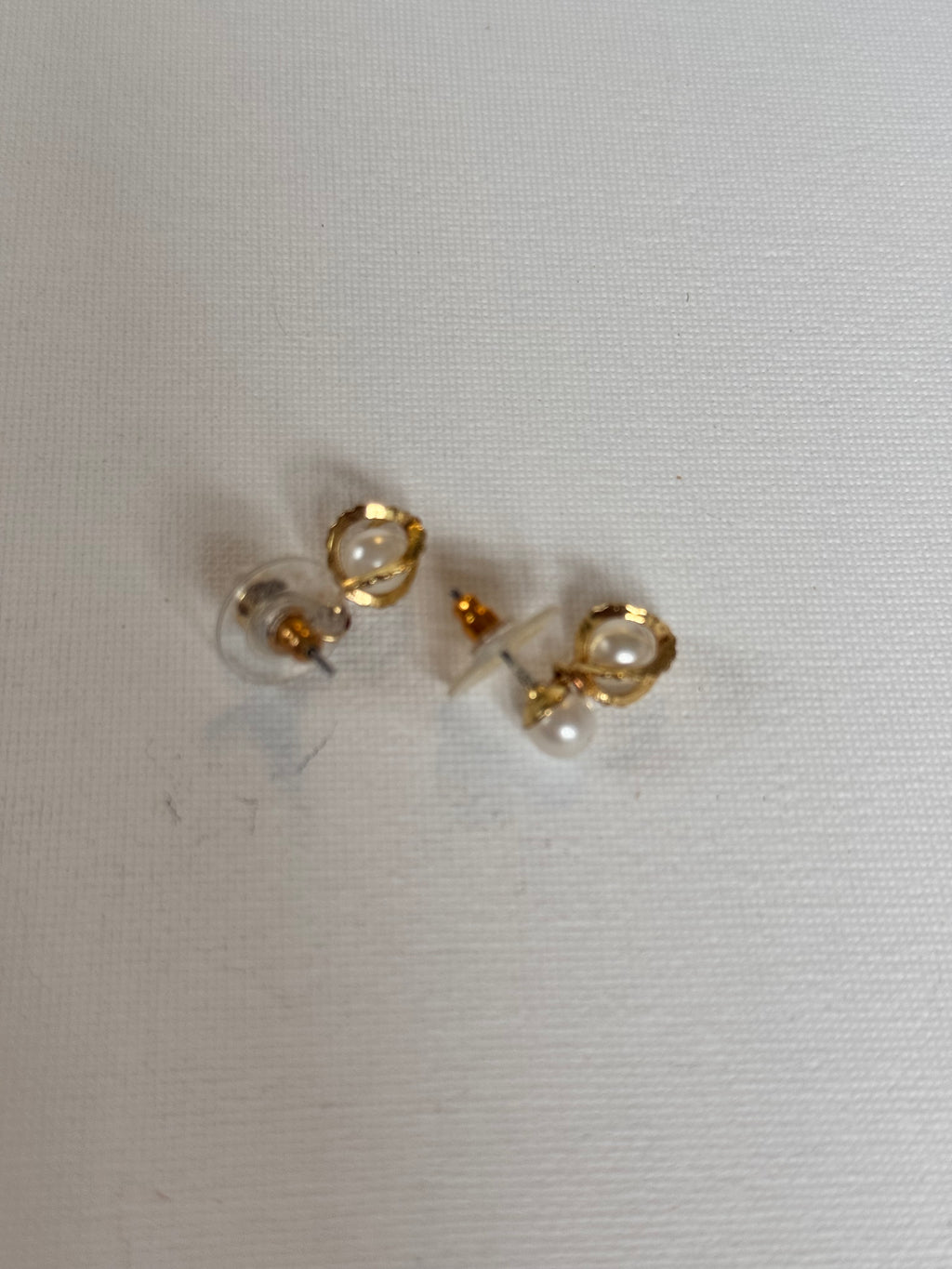 Dainty Faux Pearl & Gold-Tone Drop Stud Earrings
