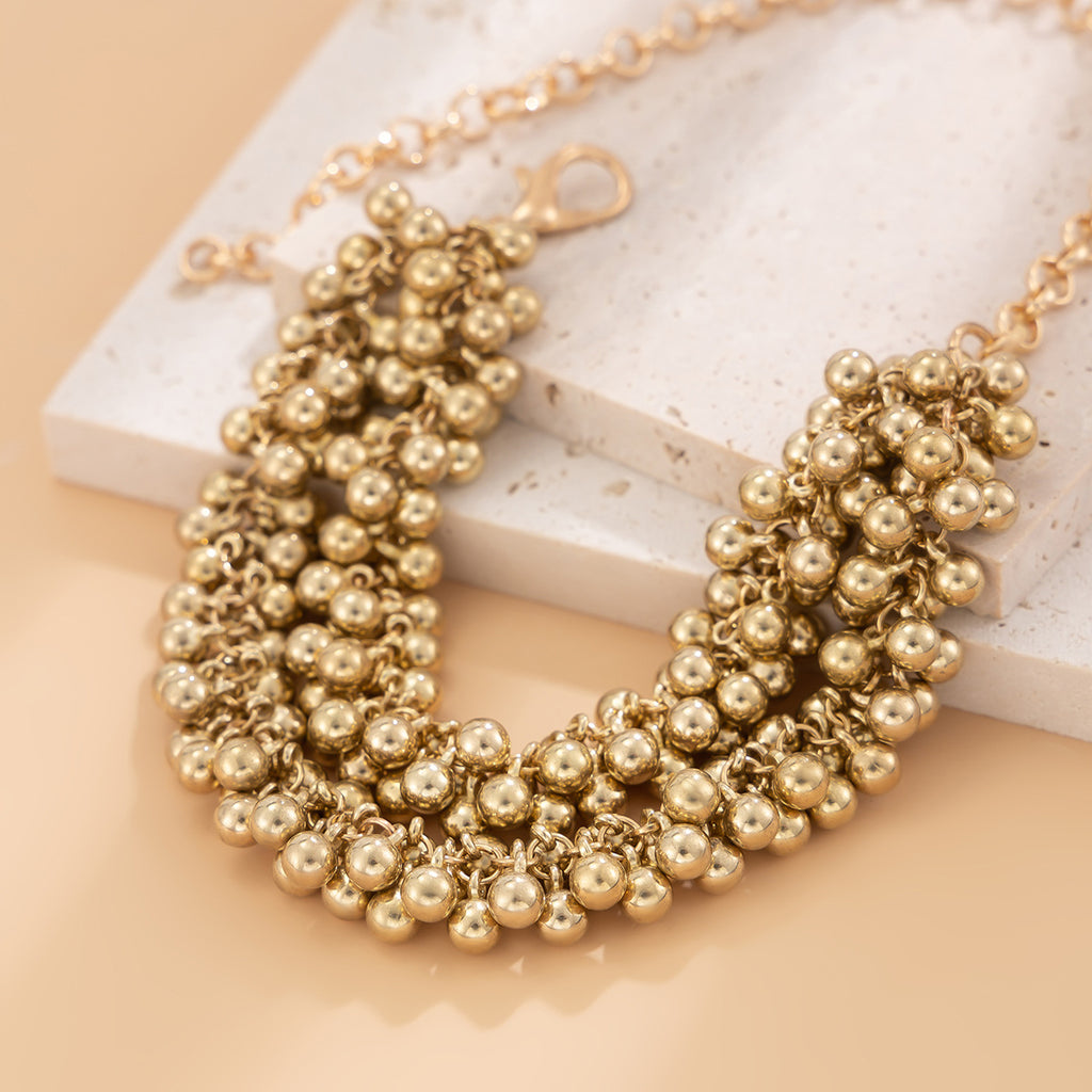 Multi-Layer Bead & Chain Necklace | Minimalist Layered Style | English Rose