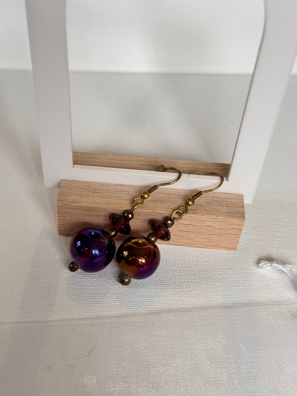Vintage Iridescent Bead Drop Earrings