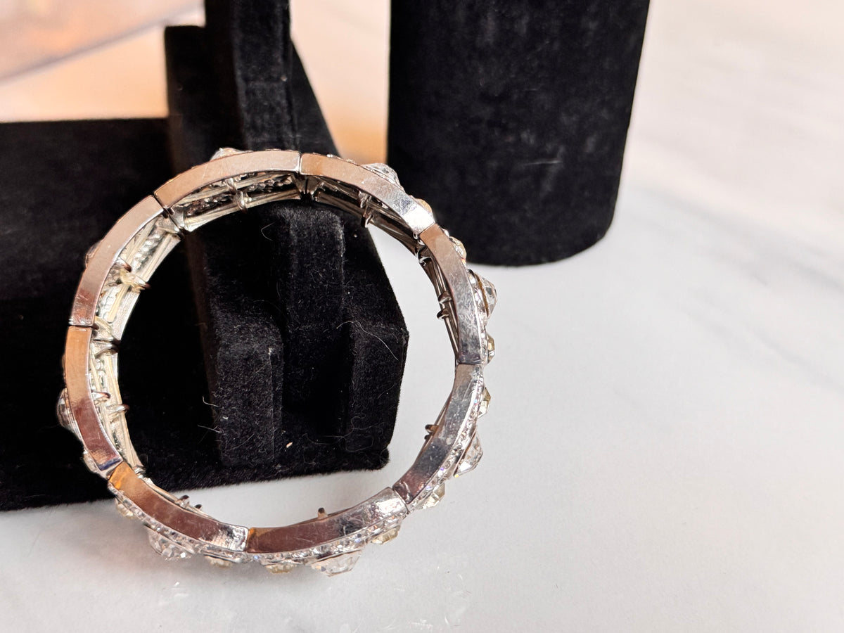 Silver-Tone Rhinestone Stretch Bracelet