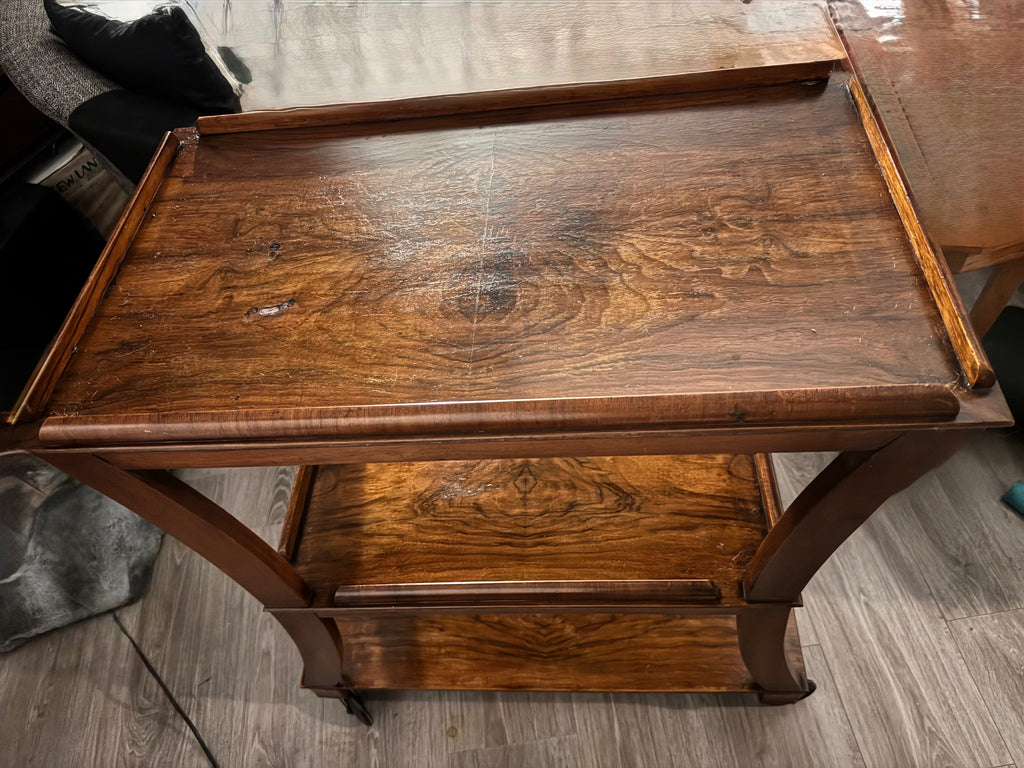 Antique Three-Tier Tea Trolley | 1920s–1940s | Walnut | Castors