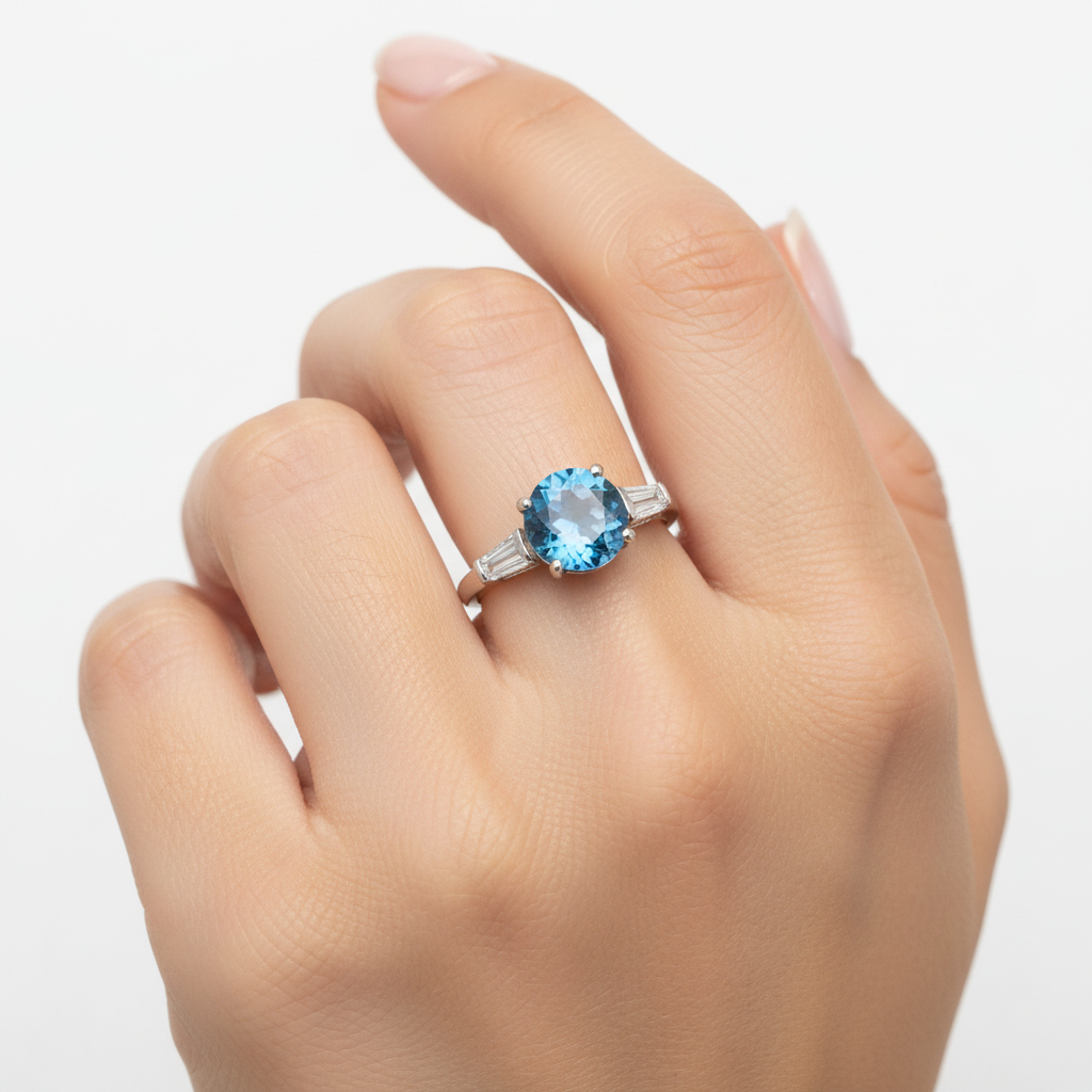Sterling silver Antique ring with Sapphire Hallmarked