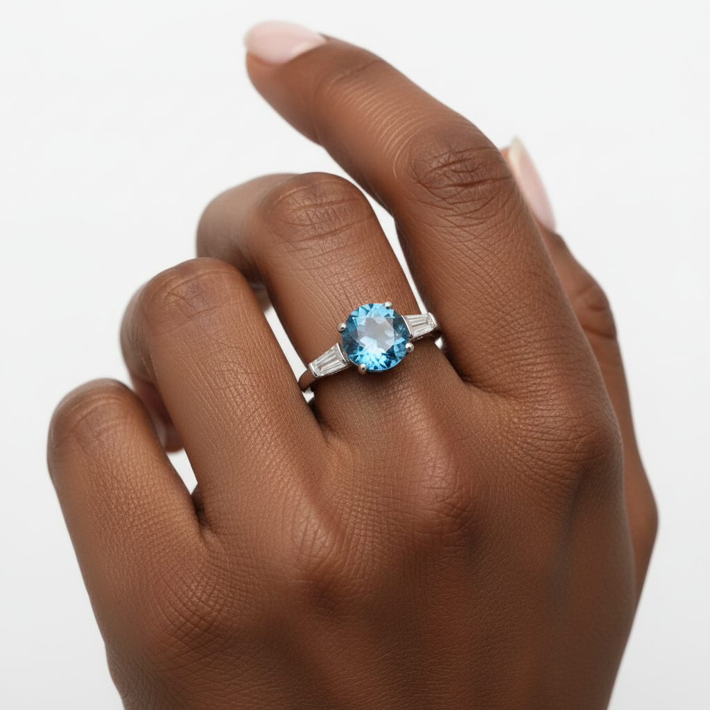 Sterling silver Antique ring with Sapphire Hallmarked