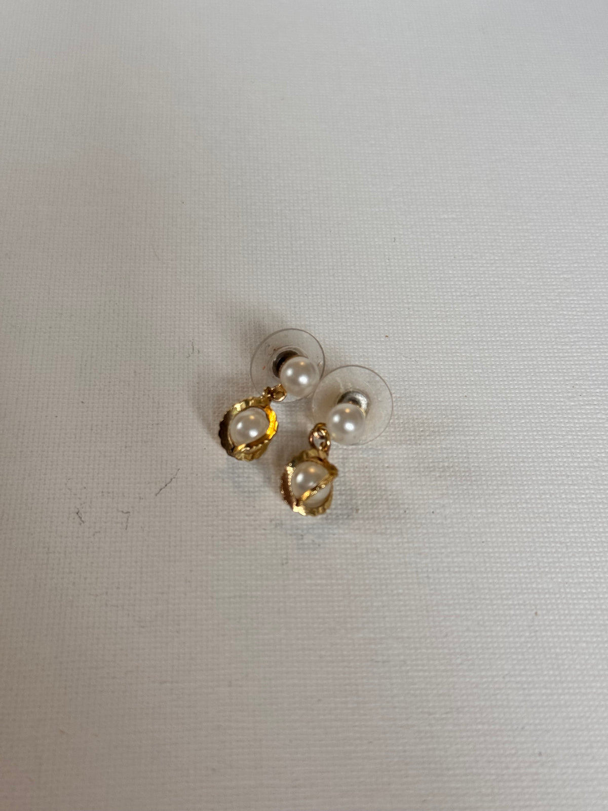 Dainty Faux Pearl & Gold-Tone Drop Stud Earrings