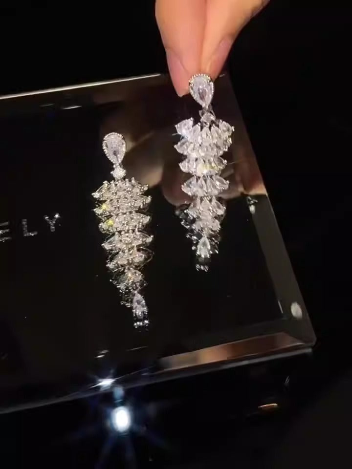 Cubic Zirconia Tassel Drop Earrings | Vintage Luxury Style