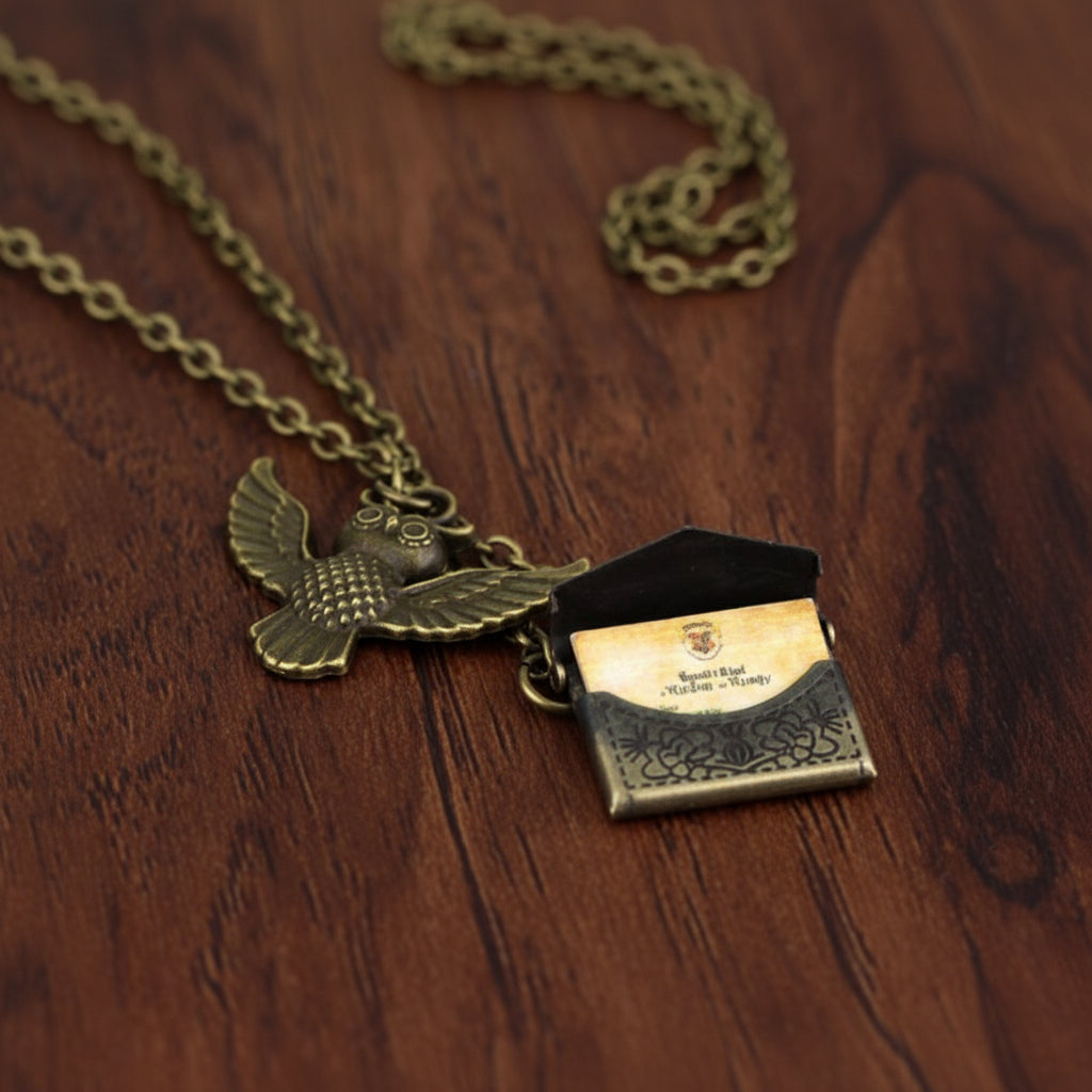 Vintage Owl Post Necklace with Acceptance Letter Pendant Locket Necklace