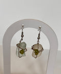 Sea Glass & Green Stone Wire-Wrapped Drop Earrings