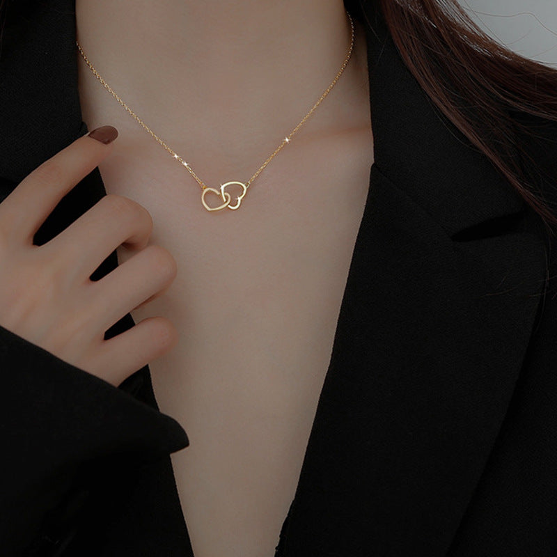 Vintage Love Necklace with interlocking style. Small & Beautiful for women in gold-tone or silver-tone