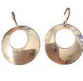 Vintage Silver Plated Open Disc Dangle Drop Earrings