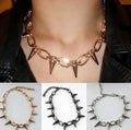 80's Dog Collar Spike Necklace in Gold tone silver tone & Black. This image shows all 3 colours