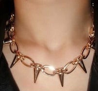 Vintage 80s Punk & Gothic Spike Choker Necklace | Dog Collar Style | Gold, Silver & Black