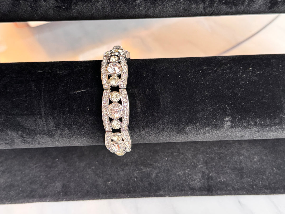 Silver-Tone Rhinestone Stretch Bracelet