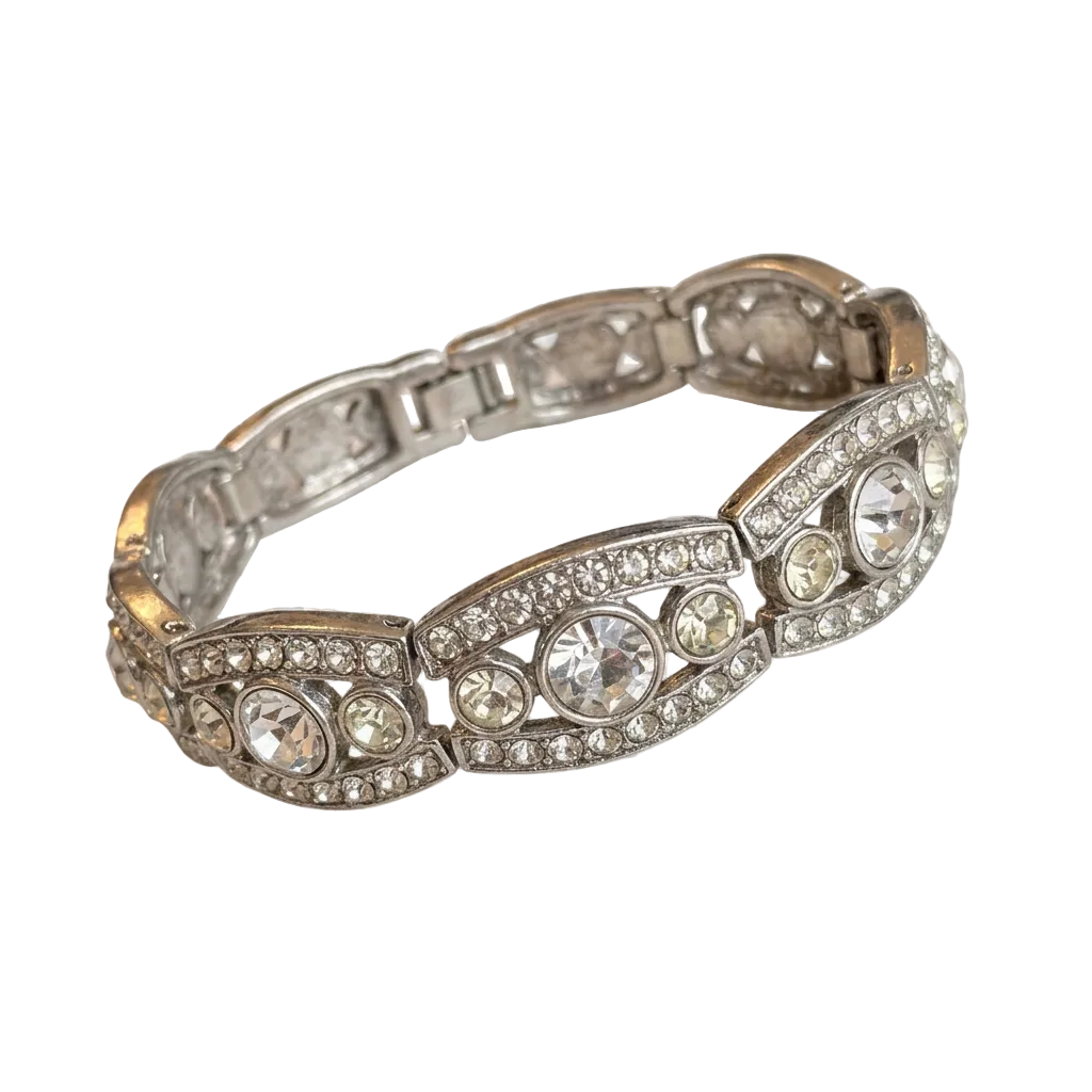 Silver-Tone Rhinestone Stretch Bracelet