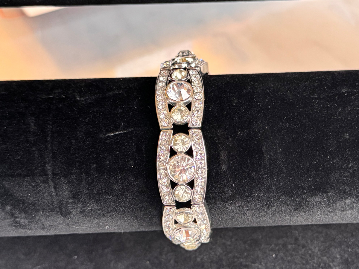 Silver-Tone Rhinestone Stretch Bracelet