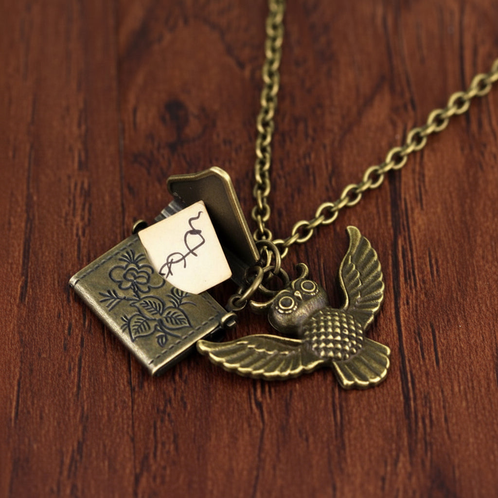 Vintage Owl Post Necklace with Acceptance Letter Pendant Locket Necklace