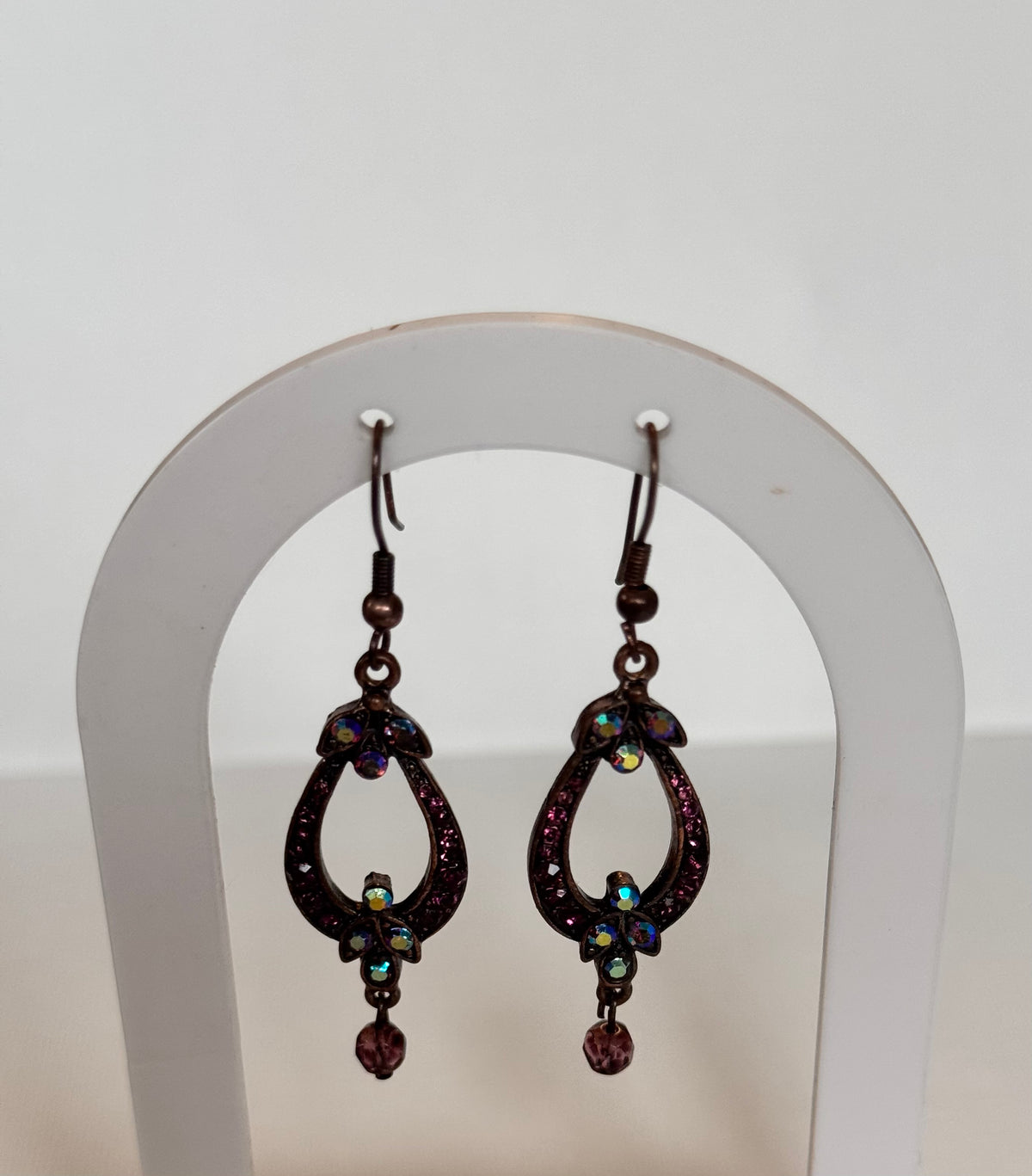 Vintage-Style Purple Teardrop Drop Earrings