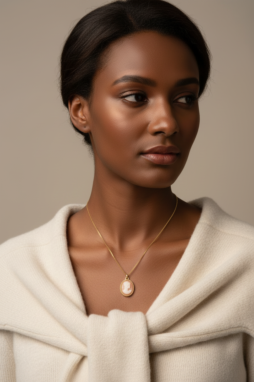 Vintage Style Gold Plated Cameo Necklace by Accessorize