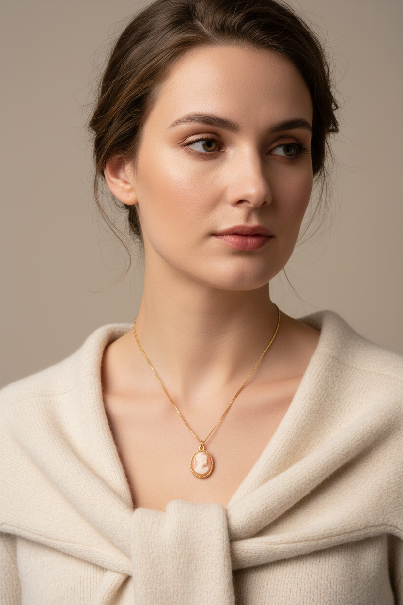 Vintage Style Gold Plated Cameo Necklace by Accessorize