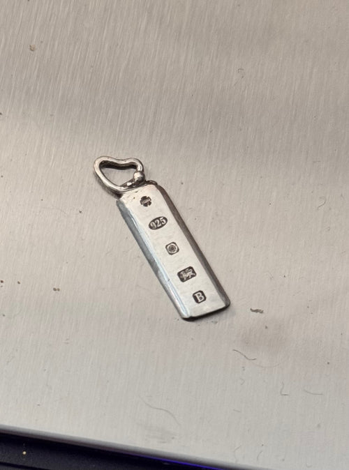 Handmade Sterling Silver Ingot Pendant Heart Bail