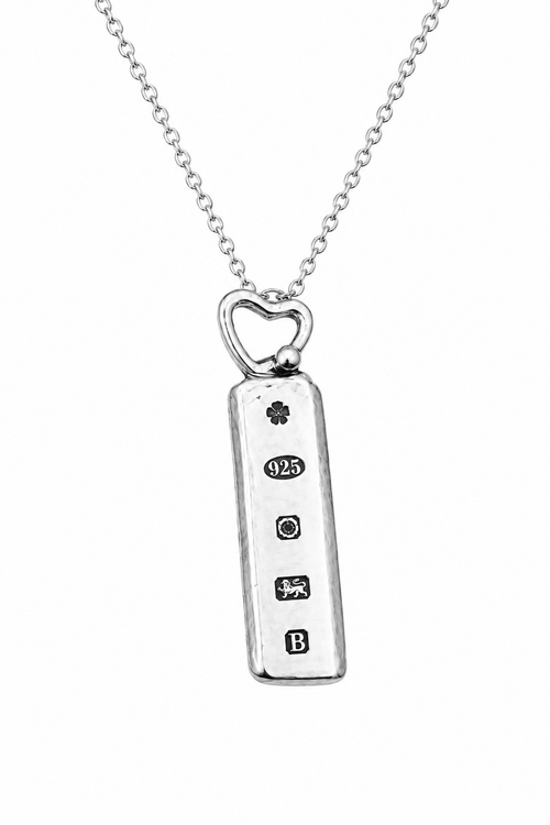 Handmade Sterling Silver Ingot Pendant Heart Bail