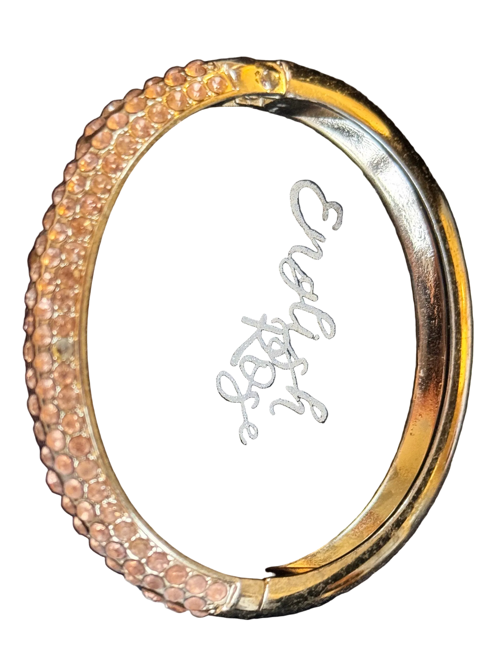 Vintage Oval Rhinestone Cuff Bracelet | Gold Tone