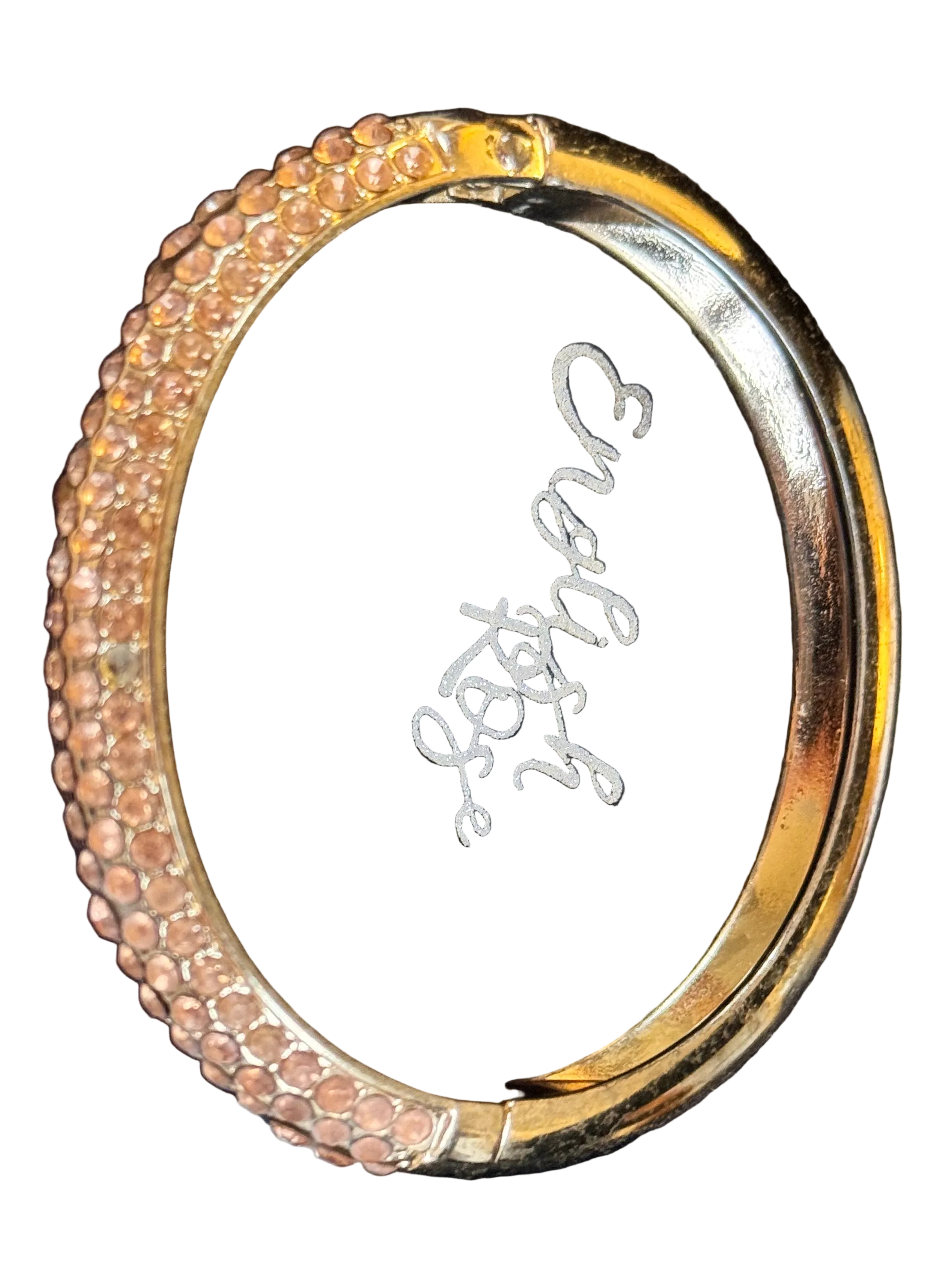 Vintage Oval Rhinestone Cuff Bracelet | Gold Tone