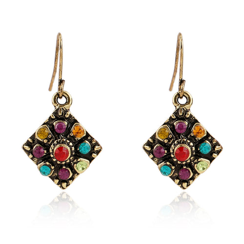 An Amazing boho design incorporating semi precious style stones n a geometric design with a white background